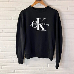 Calvin Klein Jeans Black Monogram Pullover Sweater, Women’s Size Medium
